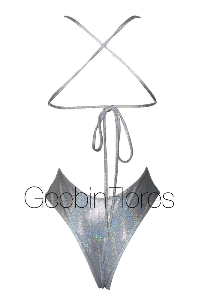 Silver Strappy Candela Monokini Set (MADE TO ORDER)