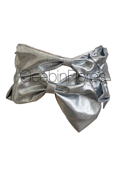 Silver Metallic Brocade Bow Skirt