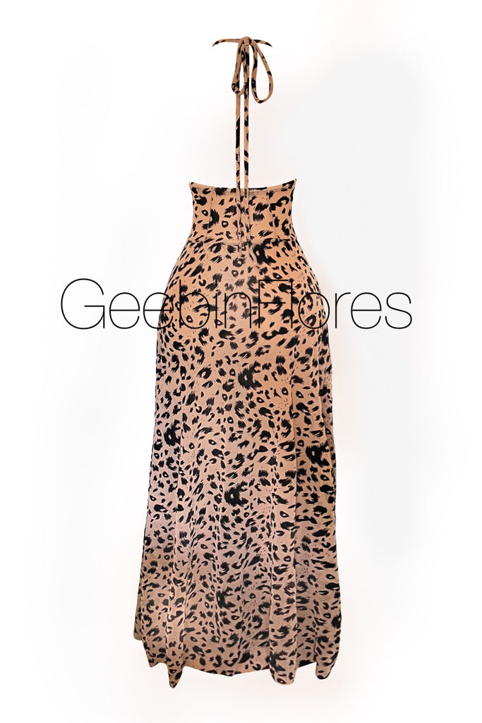 Lesa Nude Leopard Mesh Dress