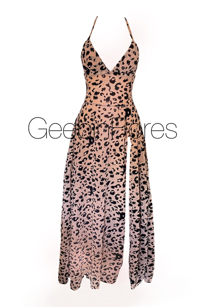 Lesa Nude Leopard Mesh Dress