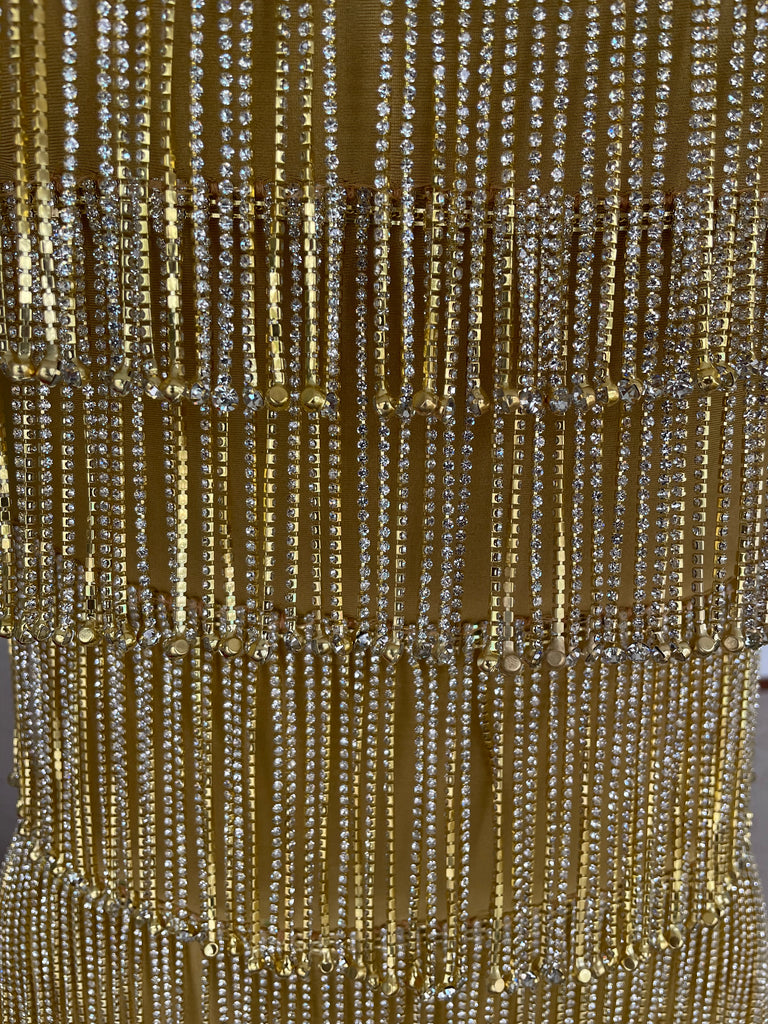 Gianna Gold Crystal Fringe Dress (MADE TO ORDER)