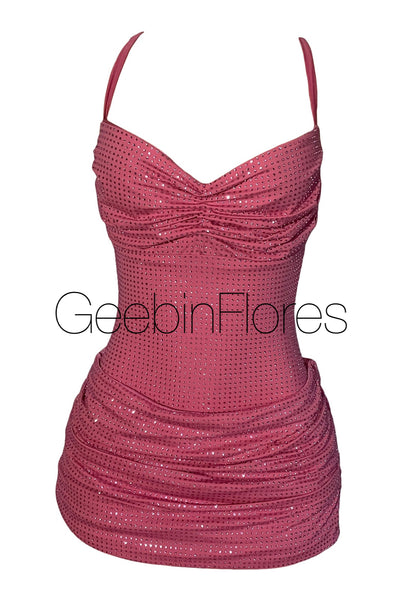 Petina Pink Rhinestone Dress