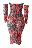 Neon Leopard Ruched Mesh Dress