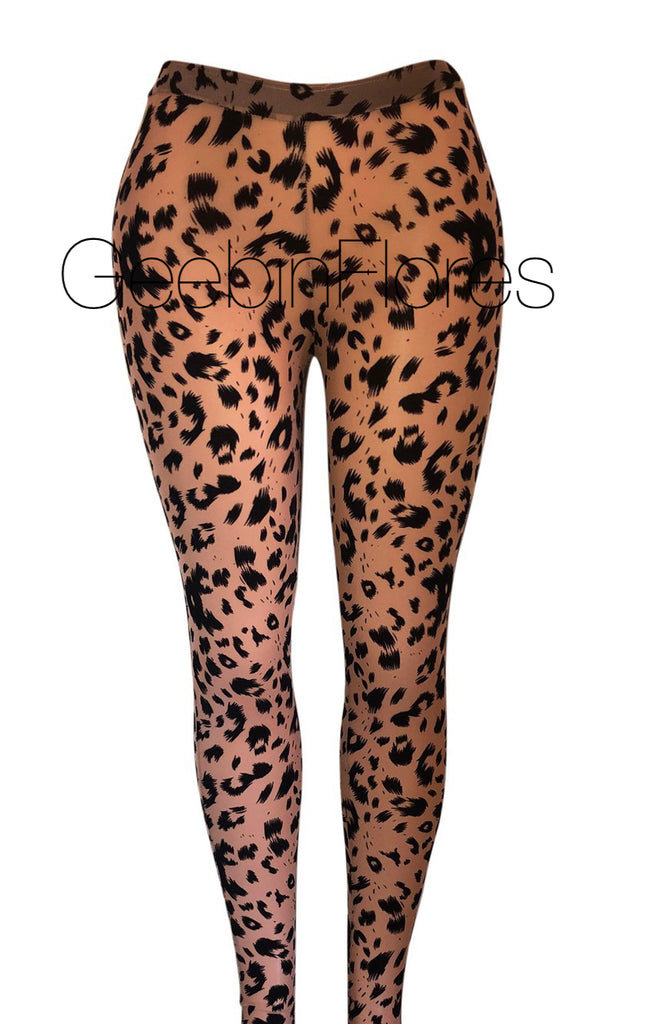 Leopard Velvet Mesh Leggings