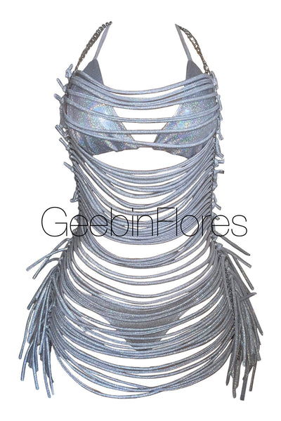 Silver Hologram Candela Dress (MADE TO ORDER)