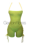 Neon Yellow Tamra Lace Up Romper